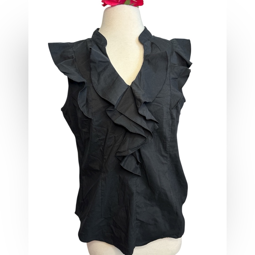 Elegant Black Ruffle Sleeveless Top